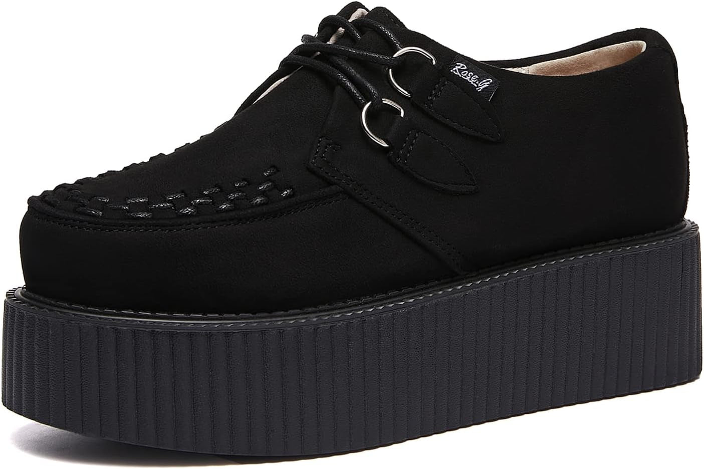 Women'S Handmade Suede Lace up Flat Platform Creepers Shoe – Velora Lane