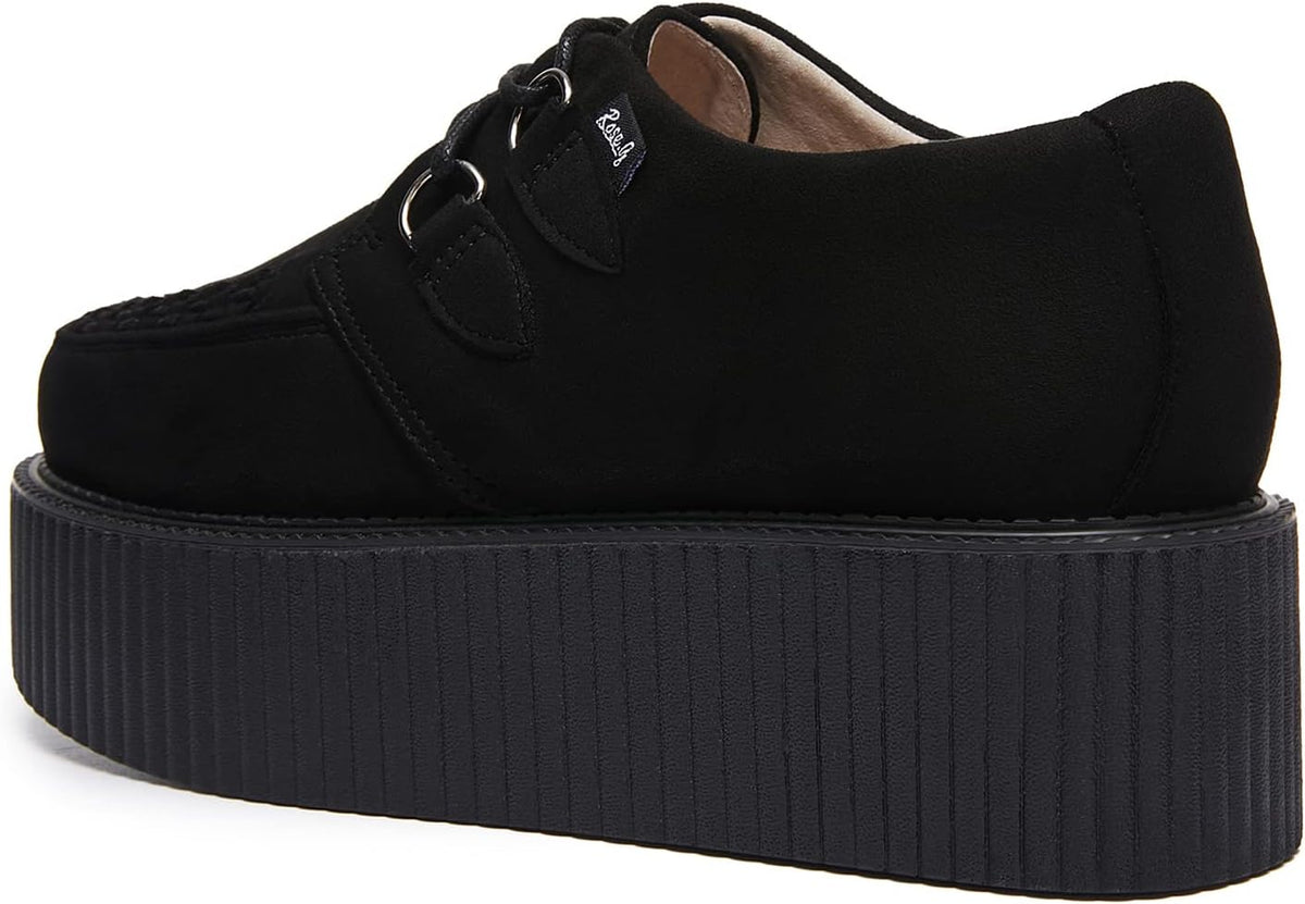 Women'S Handmade Suede Lace up Flat Platform Creepers Shoe – Velora Lane